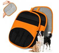 2 Pack Pet Hair Removal Glove, Five-Finger Electrostatic Glove, Reusable Pet Grooming Glove, Magic Brush Glove Deshedding Glove, Pet Hair Remover for Dog Cat, Furniture, Car Seat, Clothes (Orange)