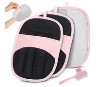 2-Pack Pet Hair Remover Glove,Magic Brush Glove Pet Hair,Double-Sided Electrostatic Dog Cat Hair Remover,Reusable,Easy-to-Clean,Ideal for Couch,Carpet, Curtain,Clothes;Plus a Free pet Brush(Pink)