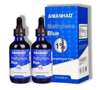 2 Pack Pharmaceutical Grade Methylene Blue 1%, Third-Party Tested USP-Grade Methylene Blue for Humans, Formaldehyde and Alcohol Free Methylene Blue Pharmaceutical Grade in Amber Dropper Bottle, 60ml