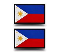 2 Pack Philippines Flag Tactical Patch, Philippine Filipino Flag Clear Knitting Emblem Patch - Loop & Hook Embroidered Fasteners for Clothes,Caps,Bags,Backpacks,Helmet,Tactical Vest