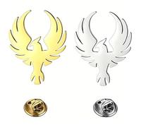 2-Pack Phoenix Lapel Pins, Premium Stainless Steel Bird Brooch Set (Gold & Silver), Polished Metal Badge for Jackets, Backpacks & Bags, Meaningful Jewellery Gift for Men & Women