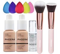 2 Pack PHOERA Foundation Warm Peach 103 and Face Primer Liquid Full Co