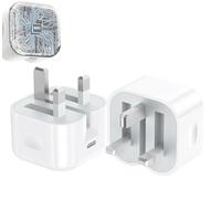 2 Pack Phone Charger for Apple 20W USB-C Power Adapter USB C Plug iPhone Fast Charger [MFi Certified] for iPhone 161514121311X87 Pro/Pro Max/Plus, iPad,Samsung Galaxy,Type C Plug UK Power Adapter