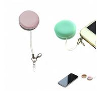【2 Pack】 Phone Screen Cleaner Dust Plug, Portable Keychain Screen Cleaner for Glasses, Phone, Tablet, Lens - Reusable, Washable, Cute Design with Wrist Strap (Pink/Green) (Pink+Green)