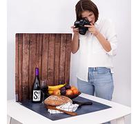 2 Pack Photo Backdrop Board | 55x55 cm | Realistic Photography Background | Food Photography Surface | Replica Surfaces | Product Photo Boards | Wood & Stone | Flat Lay Setting | Big