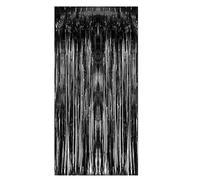 2 Pack Photo Booth 3FT x 8FT Foil Curtain Background Streamers for Birthday Party, Wedding, Graduation, Christmas Decorations Event Horizon Dvd (Black, 1X2M)