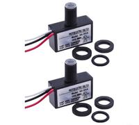 2 Pack Photoelectric Switch Light Control Sensor 120VAC Dusk to Dawn Photocell for Outdoor Garden Security Lighting Wall Mountable Black