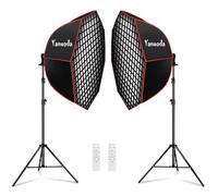 2-Pack Photography Lighting Kit - 95CM 110W Dimmable LED Studio Video Light with 97 CRI 2700K-6500K, Diffuser & Grid, Studio Light for YouTube, Streaming, Portrait Photography, with 200CM Light Stand