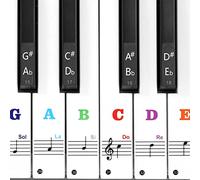 2 Pack Piano Keyboard Stickers for 37/49/54/61/88 White and Black Keys, Electronic Piano Keyboard Stickers Transparent Removable Piano Note Stickers Keyboard Letters Stickers for Kids Beginners