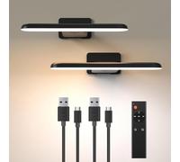 2 Pack Picture Lights for Wall, Rechargeable Battery Operated Wall Lights with Remote, Cordless Dart Board Light, Art Light for Dartboard Frame Picture Gallery, 3 Color Temps & Dimmable, CRI≥95 Black