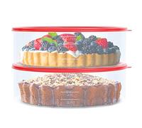 2 Pack Pie Carrier Cake Storage Container with Lid | 10.5" Large Round Plastic Cupcake Cheesecake Muffin Flan Cookie Tortilla Holder Storage Containers Airtight | Pie Keeper Transport Container