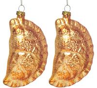 2 Pack Pierogi Glass Christmas Ornaments for Christmas Tree Decorations, Hand Painted Glass Blown Ornaments Food Polish Dumpling