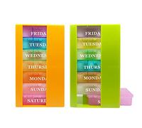 2 Pack Pill Box 3 Times a Day Pill Container Portable Travel Weekly Pill Organizer Stackable Pill Case for Vitamin, Fish Oils, Medication, Supplement (Green+Orange)