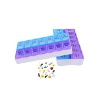 2 Pack .Pill Boxes 7 Day 2 Times a Day Travel Pill Boxes Organizers.Portable AM & PM Medication Organizer, Easy to Open, Weekly Medicine Box with 14 compartments. 2 PCS