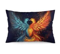 2 Pack Pillow Cases for Hair and Skin, Soft Breathable Pillow Case Covers with Hidden Zipper, Fire and Water Phoenix Pillowcase 16 "x24 Pillow Covers for Sleeping Gift