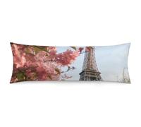 2 Pack Pillow Cases for Hair and Skin, Soft Breathable Pillow Case Covers with Hidden Zipper, Paris Eiffel Tower Flower Pillowcase 20"x54" Pillow Covers for Sleeping Gift