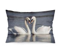 2 Pack Pillow Cases for Hair and Skin, Soft Breathable Pillow Case Covers with Hidden Zipper, Romantic White Swan Pillowcase 12 "x20 Pillow Covers for Sleeping Gift