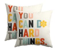 2 Pack Pillow Cases Positive Quotes You Can Do Hard Things Positive Sayings Inspirational Double-Sided Pillowcases Modern Cushions For Chair Couch Balcony Outdoor 45X45Cm