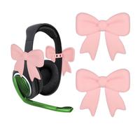 2 Pack Pink Bow Headphone Accessories, Adjustable 3D Cute Bow Decor for Headset Soft Earphone Clip Charms Attachment Coquette Beat Gaming Decoration Women Girls Gamer Streamers Gift