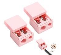 2 Pack Pink Dual Hole Makeup Pencil Sharpener for Eye, Lip & Brow Pencils