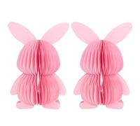 2 Pack Pink Paper Honeycomb Bunny Collapsible Easter Decoration Ornament Cute Reusable Rabbit for Party Table and Home Merge Design Easter Mantelpiece Decoration