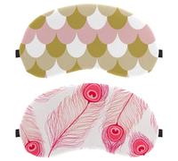 2 Pack Pink Peacock Pattern Eye Mask for Side Sleeper, Sleeping Mask, Sleep Eye Mask, Soft Eye Shade Cover for Travel, Nap, Plane, Light Blocking