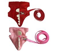 2-Pack Pink & Red Dinosaur Shaped Ferret Harness & Leash Set, Ultimate Pet Comfort: Soft Plush, Breathable & Adjustable Vest for Small Animals, Secure for Outdoor Walking