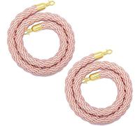 2-Pack Pink Stanchion Rope with Gold Hooks 120cm Crowd Control Barrier for Indoor/Outdoor Use Elegant Queue Divider for Events and Venues