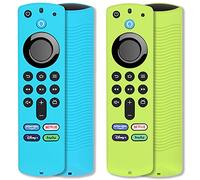[2 Pack] Pinowu Firestick Remote Cover Case Compatible with Fire TV Stick 4K Alexa Voice Remote 3rd Gen, Anti Slip Silicone Sleeve with Wrist Strap (Green & Turquoise) (NOT for HD / 4K 2nd 2024)
