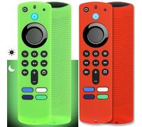 [2 Pack] Pinowu Remote Cover Case Compatible with Fire TV Stick 4K Alexa Voice Remote 3rd Gen, Anti Slip Silicone Case with Lanyard (Green Glow & Red Not Glow) (NOT for HD / 4K 2nd 2024)