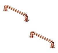2 PACK | Pipe Design Cabinet Pull Handle - 128mm Fixing Centres - 12mm Dia - Satin Copper | Designer Cabinet Pull Handle - Wardrobe Cupboard Door Handle - Suitable for Lightweight Internal Doors