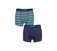 Jeep Mens Plain and Striped Fitted Bamboo Trunks Pack of 2 Navy/Turquoise L