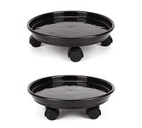 2 Pack Plant Caddy, 11.8" Round Potted Plant Stand on Wheels, Heavy Duty Flower Pot Rack on Rollers Dolly Trolley Saucer Tray Pallet with Universal Wheels for Indoor Outdoor Home Garden