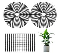 2 Pack Plant Pot Cover, 11.8inch Plant Pot Grid Soil Protectors with 16 Stakes Plant Covers for Indoor Outdoor Gardening Plant Protectors from Animals Keep Cats Squirrels Out of Flower Pots (Black)