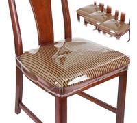 2 Pack Plastic Chair Covers for Dining Room, Transparent PVC Dinning Chair Covers, Waterproof Seat Covers, Easy to Clean Chair Protectors for Chairs Seats