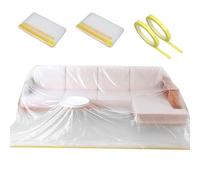 2 Pack Plastic Couch Cover & 2 Pack Battery Tape,Furniture Covers,Waterproof Couch Covers,Extra Large Plastic Tarp Couch Covers For Sectional Sofa l shape,Furniture Cover For Storage Moving Supplies