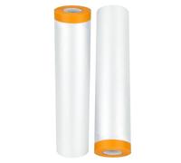 2 Pack Plastic Dust Sheet Rolls, 2M x 20M Masking Film Rolls with Self-Adhesive Tape, Transparent Pre-Taped Masking Film for Painting Decorating Covering and Spraying Protection