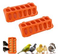 2 Pack Plastic Flip-Top Poultry Feeder Tray, Chick Feeding Trough for Baby Chicken, Ducklings, Quail, Pigeons and Small Birds - Spill-Resistant Farm Feeder