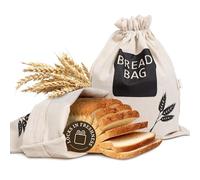 2 Pack Plastic Lined Bread Bags for Homemade Bread/Keeping Bread Fresh - Eco Friendly Linen Storage Bags - 44cm x 35cm XL