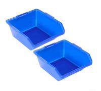 2-Pack Plastic Parts Organizer Boxes, PE Component Storage Bins with Dividers for Screws Hardware Tools, Workshop Shelf Sorting Cases for Garage, Blue Red Black(blue)