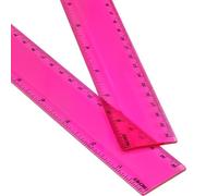 2 Pack Plastic Ruler Straight Ruler Plastic Measuring Tool for Student School Office (Rose Red, 12 Inch)