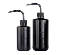 2 Pack Plastic Safety Wash Bottle, Lab Squeeze Bottles with Narrow Mouth and Scale Labels, Squirt Bottle For Plant Flower Succulent Watering (black 250ml +500ml)