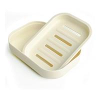2 pack Plastic Soap Dish with Drainage Case Box and Soap Bag Compact Waterproof Soap Holder Box for Bathroom, Kitchen, and Travel （Off-white）