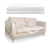 2 Pack Plastic Sofa Covers, 300 x 135cm Waterproof & Dustproof Sofa Protector Transparent Couch Cover Plastic Dust Covers for Furniture