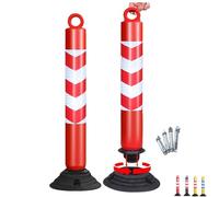 2 pack Plastic Traffic Delineator Post,80 100 cm Height Driveway Pathway Barrier Stanchion Not Fall Down for Increased Visability and Screws(Red and white,80cm/31.5in)