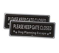 2 Pack Please Close The Gate Matal Sign - 3.5x9.8-IN Dog Planning Escape Sign - Brushed Aluminium Durable Ink - UV Protected Weather Resistant Durable