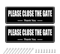 2-Pack Please Close The Gate Sign Dog Brushed Aluminium, Rust Free Metal UV Protected Weather Resistant Durable Ink Easy to Mount