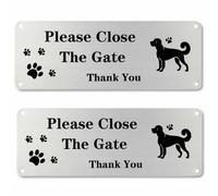 2 Pack Please Close The Gate Sign for Dog Safety, 25x9cm Reflective Aluminium Sign, Weatherproof UV Resistant Rust-Proof with Pre-Drilled Holes for Outdoor Garden Gate, Fence, Wall