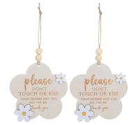 2 Pack Please Do Not Touch or Kiss Baby Sign, Wooden No Touching Newborn Car Seat Sign, Stroller Tag