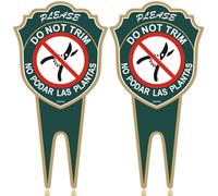 2 Pack Please Do Not Trim Yard Signs Bilingual No Podar Las Plantas dont cut Garden Metal Sign For Lawn English Spanish 6" x 12" Rust Free Aluminum Outdoor Neighborhood Street Weatherproof Easy To